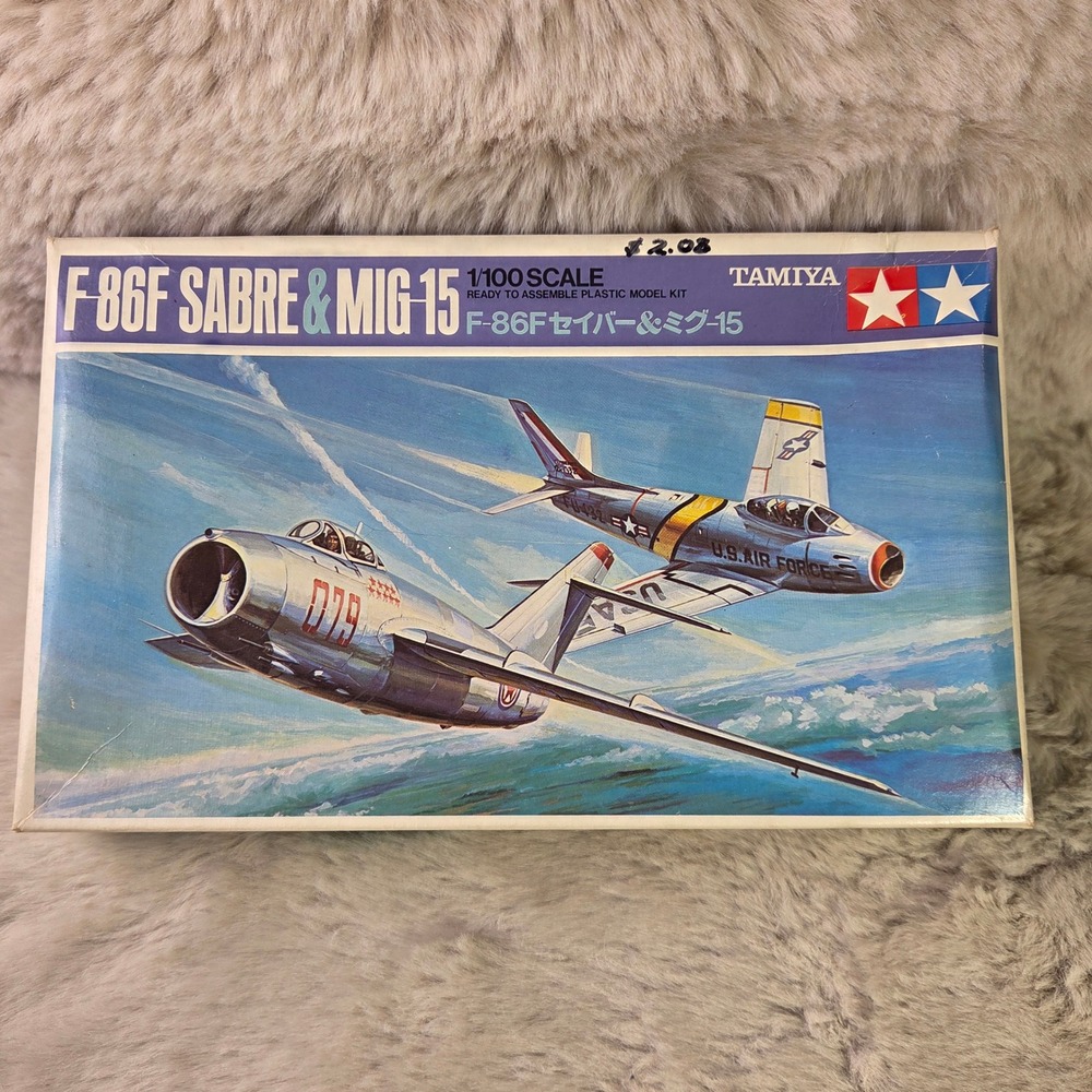 Tamiya 1/100 F-86F Sabre & MiG-15 Plastic Model Kit PA1022 Vintage Aircraft